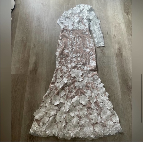 elliatt ellery white 3d floral applique one shoulder wedding bridal dress XS NEW - Picture 5 of 13